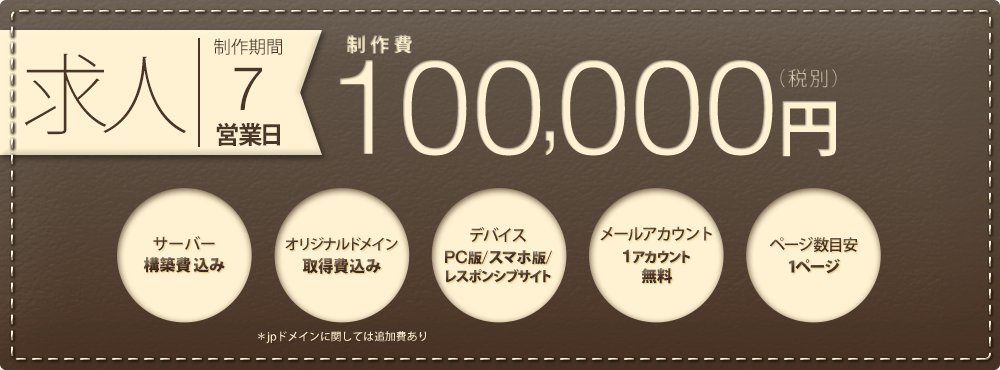 C.制作期間10営業日 制作費150,000円(税別)